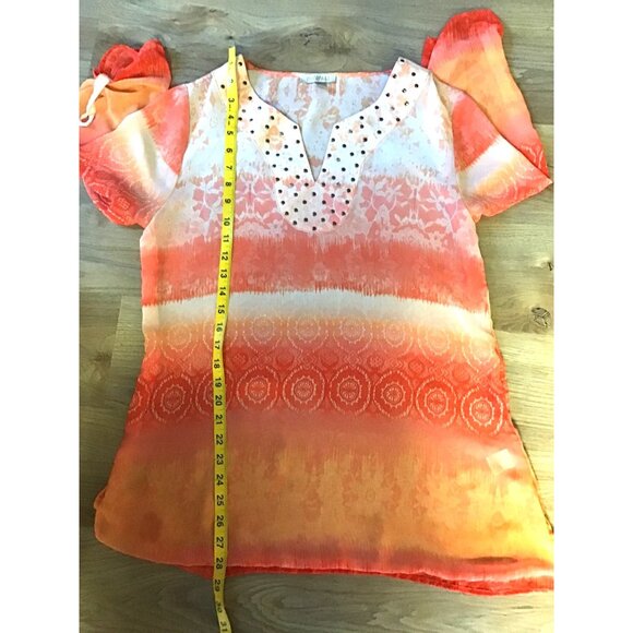 ROZ & ALI -WOMEN'S ORANGE LIGHT WEIGHT PULLOVER 3/4 SLEEVE TOP BLOUSE SIZE LARGE - Picture 8 of 8
